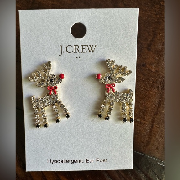 J.Crew NWT Pavé Reindeer Statement Earring - Picture 4 of 4